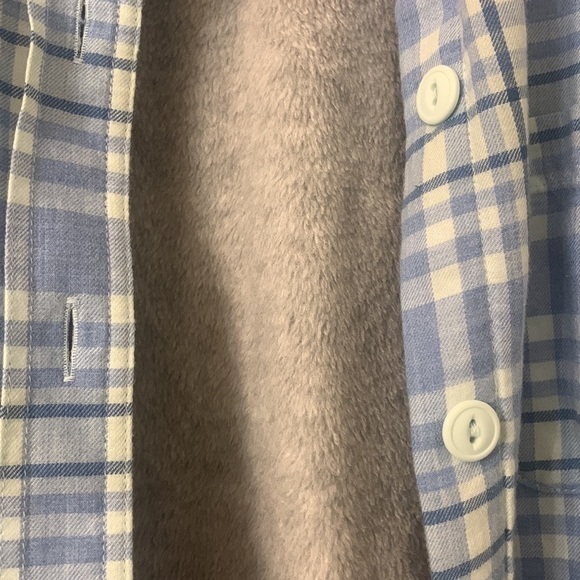 LLBean fleece lined shirt jacket size small light weight blue gray cream - Picture 6 of 7